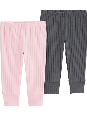 Carter's Child of Mine Pantalons roses/gris pour bébés filles, paquet de 2, tailles prématurées à 18 mois