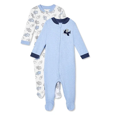 Lot de 2 grenouillères avec pieds intégrés George pour bébés garçons