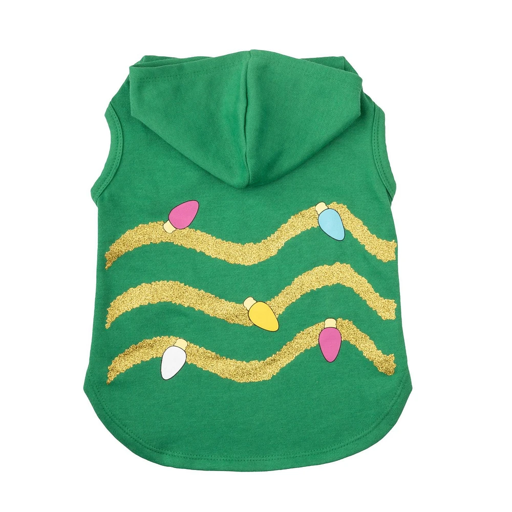 Vibrant Life Green Holiday Christmas Tree Pet Hoodie - Dog and Cat Hoodie