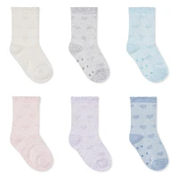 George Baby Girls' Socks 6-Pack, • 0-12 months, Shoe size 0-3 <br>• 12-24 months, Shoe size 2-5 <br>• 24-36 months, Shoe size 5-8