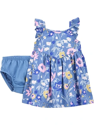 Carter's Child of Mine Robe à fleurs bleue et violette pour bébé fille