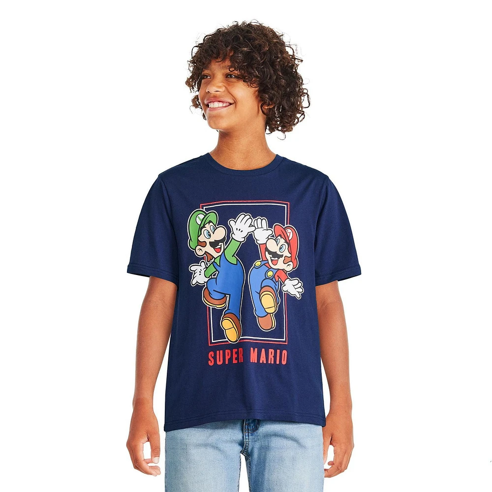 Super Mario Boys' Short Sleeve Tee, Sizes XS-XL