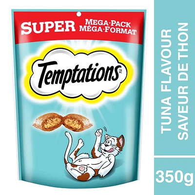 Gâteries pour chats Temptations saveur de thon délicieux, tendres à l'intérieur, croquantes à l'extérieur 350 g