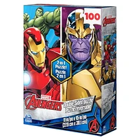 Marvel Avengers, puzzle réversible de 100 pièces Hulk Thanos Iron Man Thor Black Widow Captain America, pour les enfants à partir de 6 ans