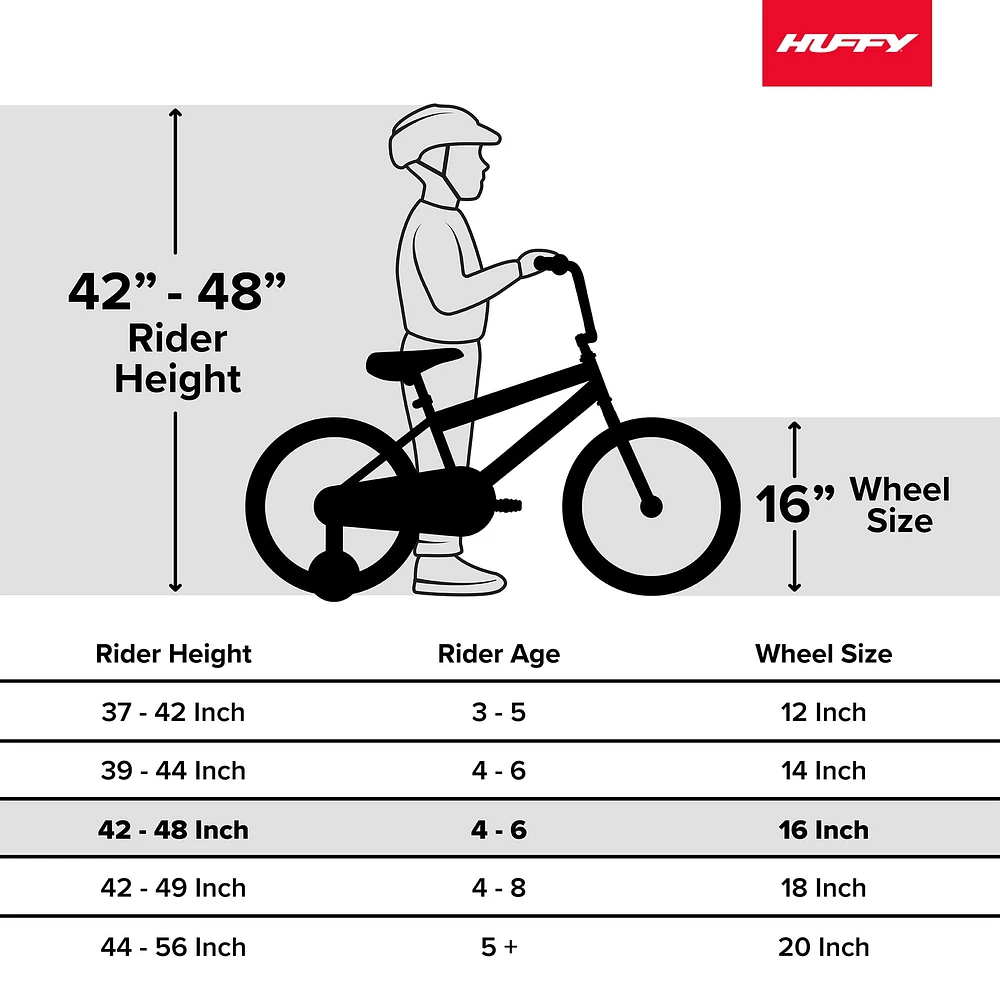 Reines des Neiges de Huffy, 16 pouces, vélos pour les filles avec roues d'entraînement, Blanc étincelant / Bleu cristal 4-6 ans