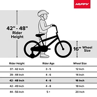 Reines des Neiges de Huffy, 16 pouces, vélos pour les filles avec roues d'entraînement, Blanc étincelant / Bleu cristal 4-6 ans