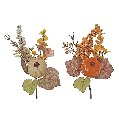 Pumpkin And Leave Pick - Set of 6