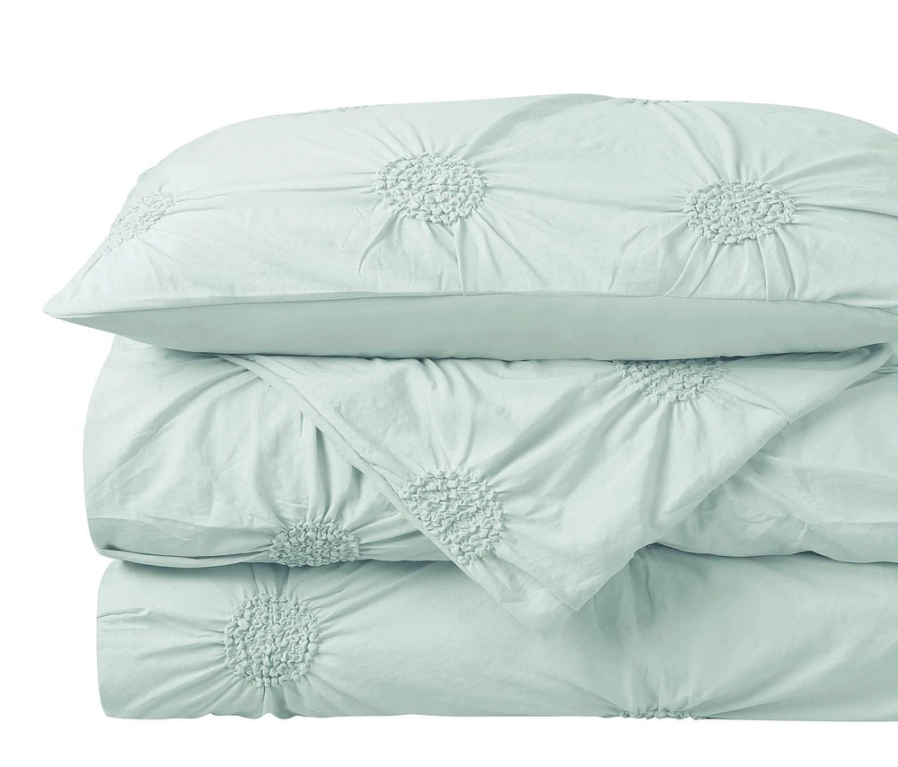 Ensemble de housse de couette de luxe à fleurs froncées de haute qualité