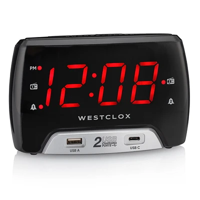 WESTCLOX CR W 2 USB Radio-réveil WESTCLOX avec 2 ports de chargement USB