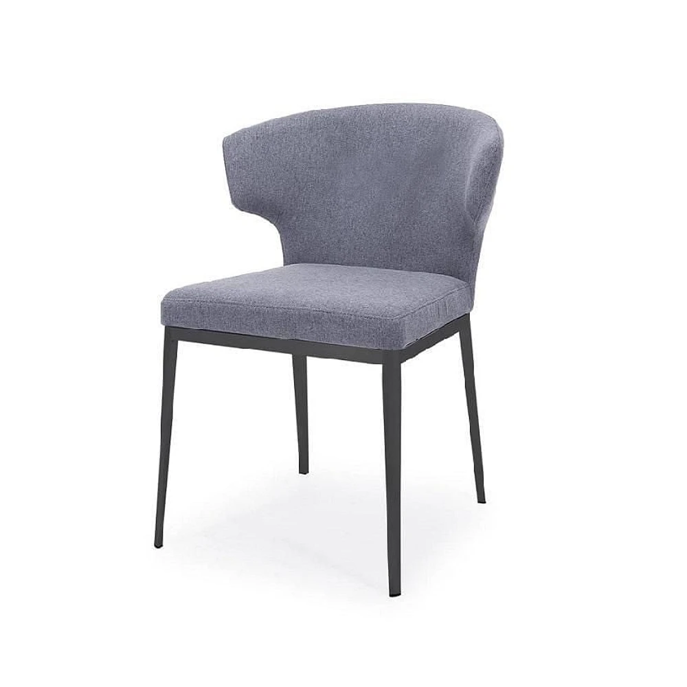 Grey upholstered Dining Chair With Backrest Without Button, Chair ideal for Dining Room and Living Room.