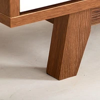 CorLiving Fort Worth White and Brown Engineered Wood Grain Finish TV Stand with Open and Closed Storage for Most TVs up to 68"