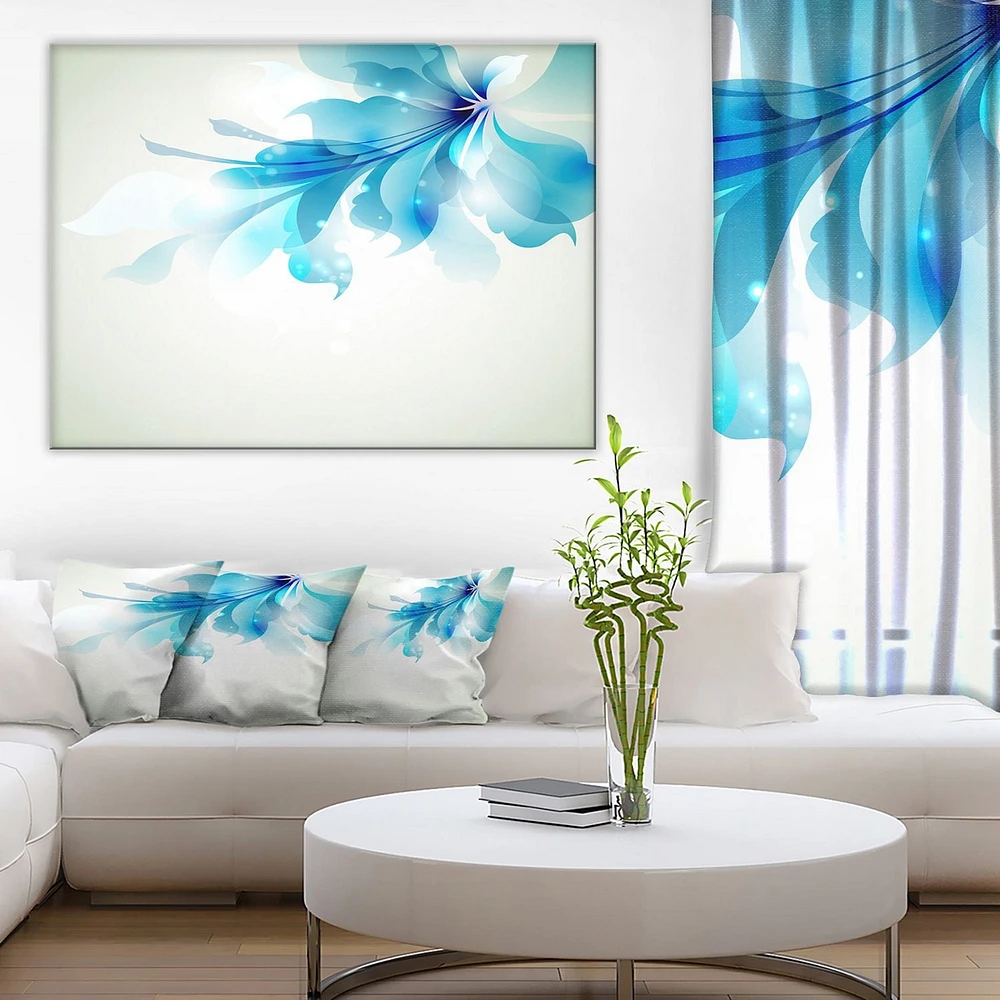 Design Art Tender Blue Abstract Flowers Canvas Print