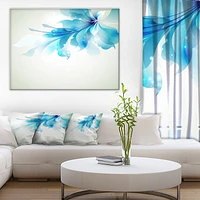 Design Art Tender Blue Abstract Flowers Canvas Print