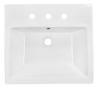 American Imaginations 20.5-in. W Semi-Recessed White Bathroom Vessel Sink Set For 3H8-in. Center Faucet AI-22437