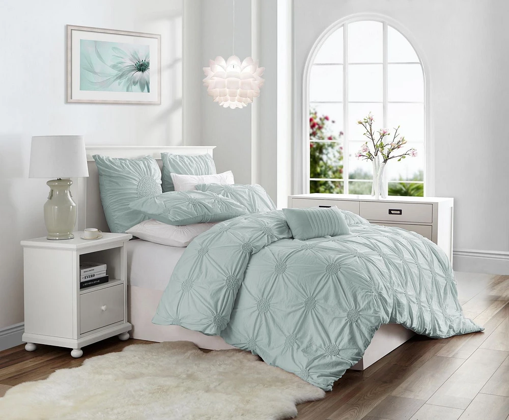 Ensemble de housse de couette de luxe à fleurs froncées de haute qualité