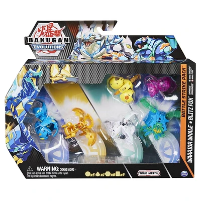 Bakugan Evolutions, Coffret Battle Strike Warrior Whale et Blitz Fox, 6 figurines articulées Bakugan, 9 cartes à collectionner et 8 BakuCores, jouets pour garçons à partir de 6 ans