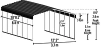 Steel Carport 12 x 29 x 7 ft. Galvanized Black/Charcoal
