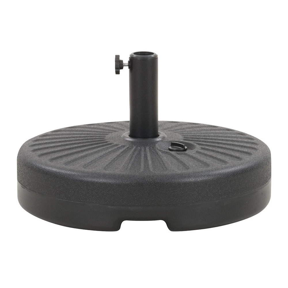 CorLiving Parasol de jardin rond de 3 m avec rabats latéraux, structure en acier et base ronde remplissable