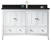 American Imaginations 36-in. W Floor Mount White Vanity Set For 3H4-in. Drilling Black Galaxy Top Biscuit UM Sink AI-17716