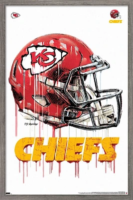 NFL Kansas City Chiefs - Drip Helmet 20 Wall Poster, 14.725" x 22.375" Framed
