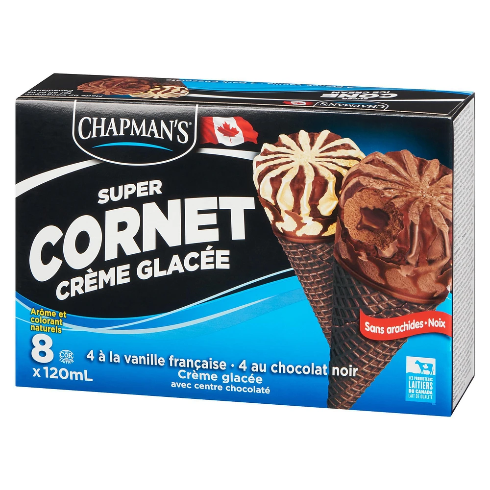 Chapman's Super French Vanilla & Dark Chocolate Ice Cream Cone in a Box 8 x 120 ml