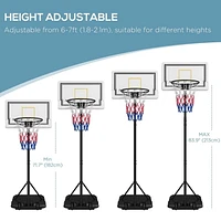 Soozier Basketball Hoop Outdoor with Wheels, 6-7ft Height Adjustable