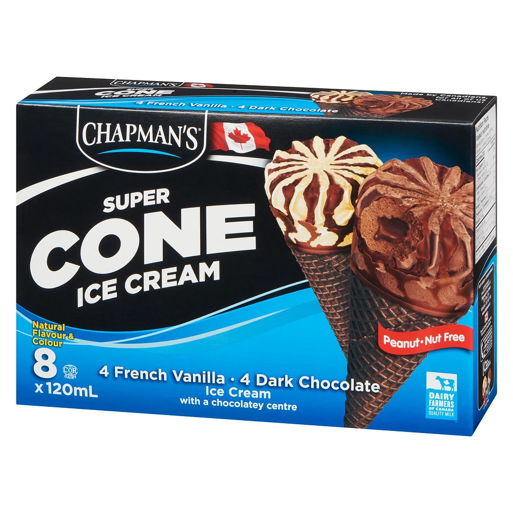 Chapman's Super French Vanilla & Dark Chocolate Ice Cream Cone in a Box 8 x 120 ml