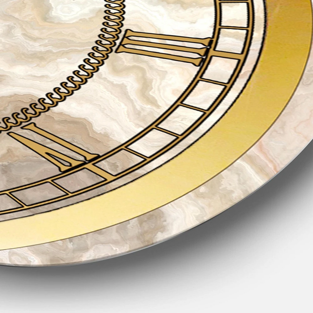 Designart 'White Onyx Natural White Marble' Glam wall clock