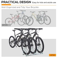 HOMCOM 5-Bike Bicycle Floor Parking Rack Cycling Storage Stand Silver