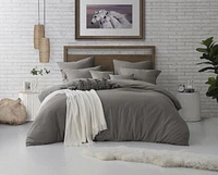 Ensemble de housse de couette en tissu froissé naturel ultra doux - Fermeture éclair
