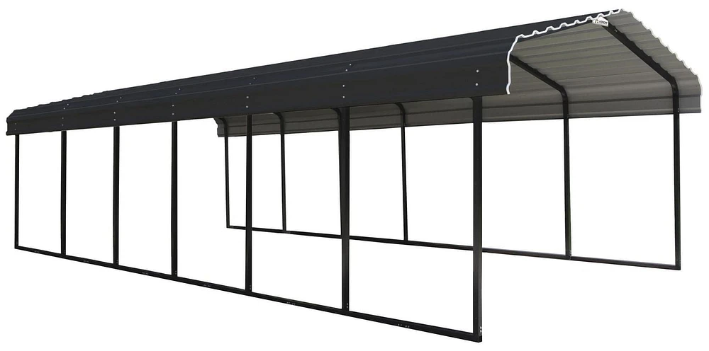 Steel Carport 12 x 29 x 7 ft. Galvanized Black/Charcoal