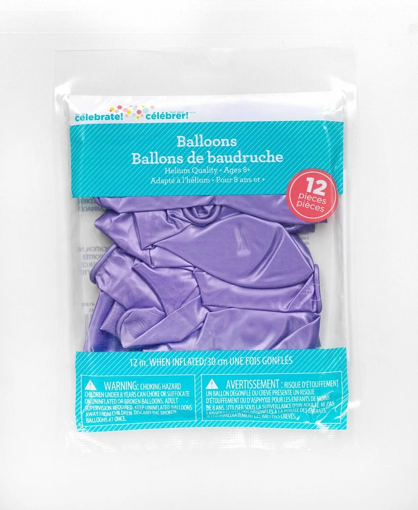 12Pcs Balloons Pearl Lilac, 12CT x 12in Helium Latex Balloons