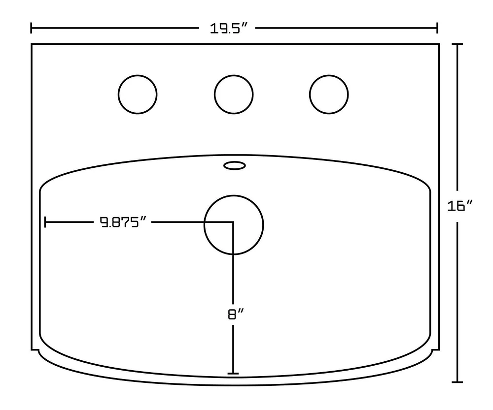 in. W Above Counter White Bathroom Vessel Sink Set For 3H8-in. Center Faucet AI
