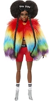 Barbie Extra Doll in Furry Rainbow Coat with Pet Poodle