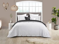 Ensemble de housse de couette réversible en tissu froissé naturel ultra doux - Fermeture à boutons élégante
