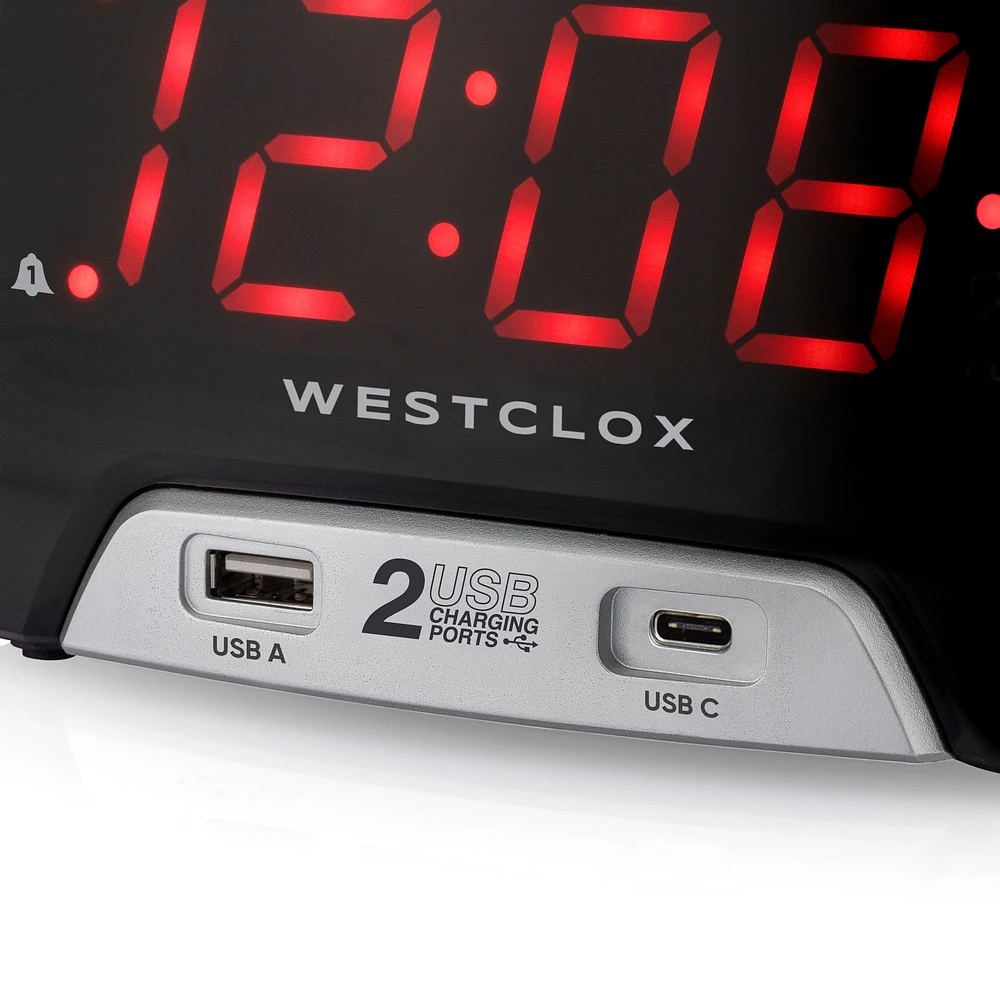 WESTCLOX CR W 2 USB Radio-réveil WESTCLOX avec 2 ports de chargement USB