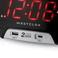 WESTCLOX CR W 2 USB Radio-réveil WESTCLOX avec 2 ports de chargement USB