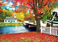 Kodak 1000pc Puzzle - Pont traversant la rivière à l'église, Stark, New Hampshire (Anglais seulement)