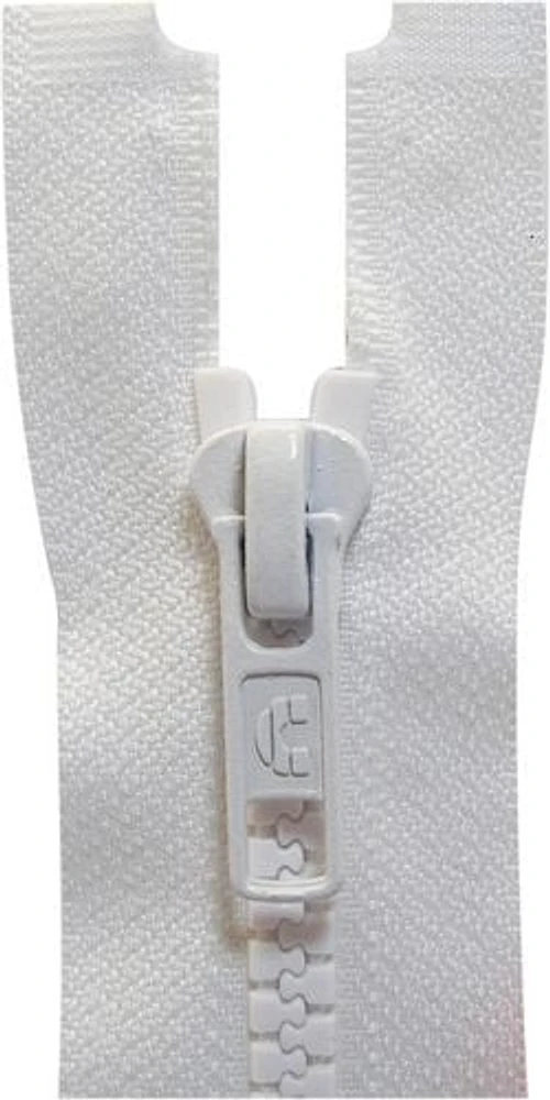 Costumakers One-Way Separating Zipper 60 cm (24), White, #5 Vison Melded Teeth, 60 cm / 24"