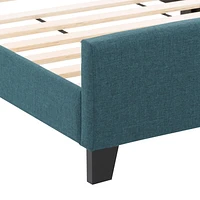 CorLiving Ellery Fabric Upholstered Adult Queen Bed Frame with Slats and Tufted Headboard - No Box Spring Required