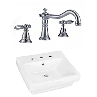 American Imaginations 20.5-in. W Semi-Recessed White Bathroom Vessel Sink Set For 3H8-in. Center Faucet AI-22437