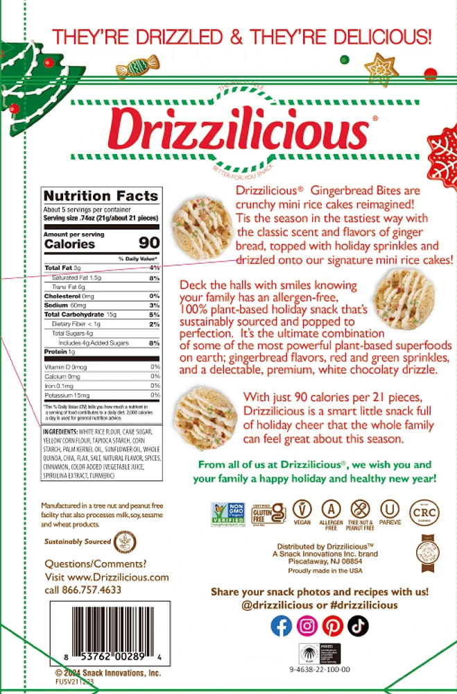 Drizzilicious L - Bouchées de pain d'épices GF 113g L - Bouchées de pain d'épices GF