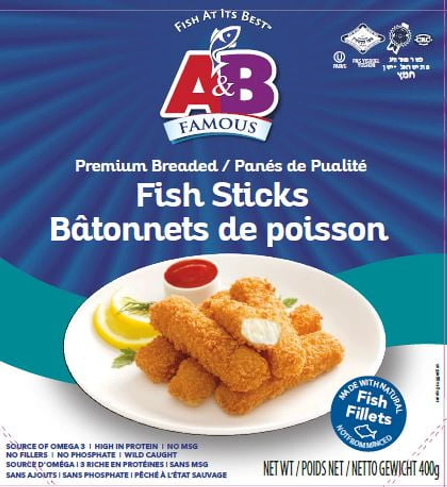 A&B Famous Bâtonnets de poisson panés hachés 397g Bâtonnets de poisson panés hachés
