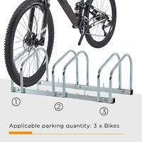 HOMCOM 5-Bike Bicycle Floor Parking Rack Cycling Storage Stand Silver