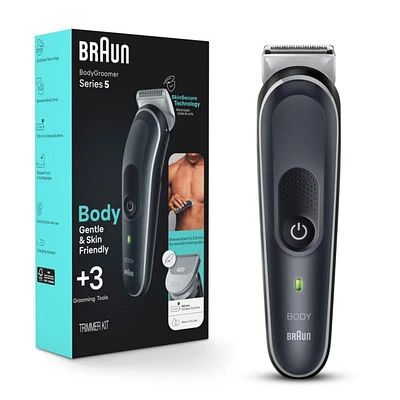 Braun Body Groomer Series 5 5340, Body Groomer for Men, For Chest, Armpits, Groin, Manscaping & More, Incl. 2 Combs for 1 mm - 11 mm Lengths, SkinSecure Technology for Gentle Use, Waterproof, Cordless