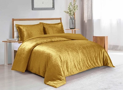 Ensemble de housse de duvet en velours froissé de couleur unie de Swift Home