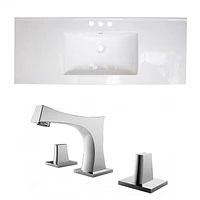 American Imaginations 23.75-in. W Floor Mount White Vanity Set For 1 Hole Drilling Beige Top Biscuit UM Sink AI-15777
