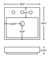 American Imaginations 20.5-in. W Semi-Recessed White Bathroom Vessel Sink Set For 3H8-in. Center Faucet AI-22437
