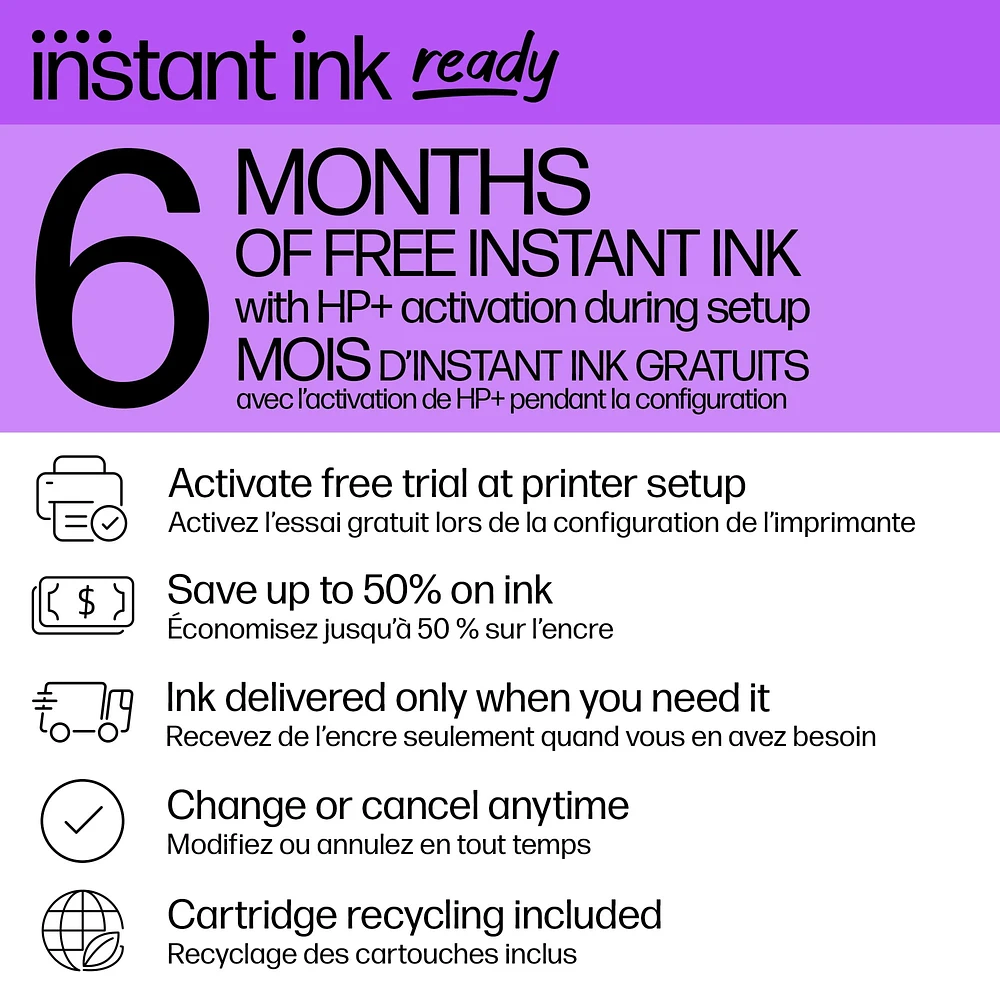 Imprimante tout-en-un HP Deskjet 2842e, avec 3 mois d'Instant Ink gratuits - Early Dusk