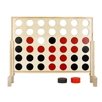 Jeu de Quatre à la suite avec plateau en bois en pin robuste et 42 disques - 31.5 pouces de Large